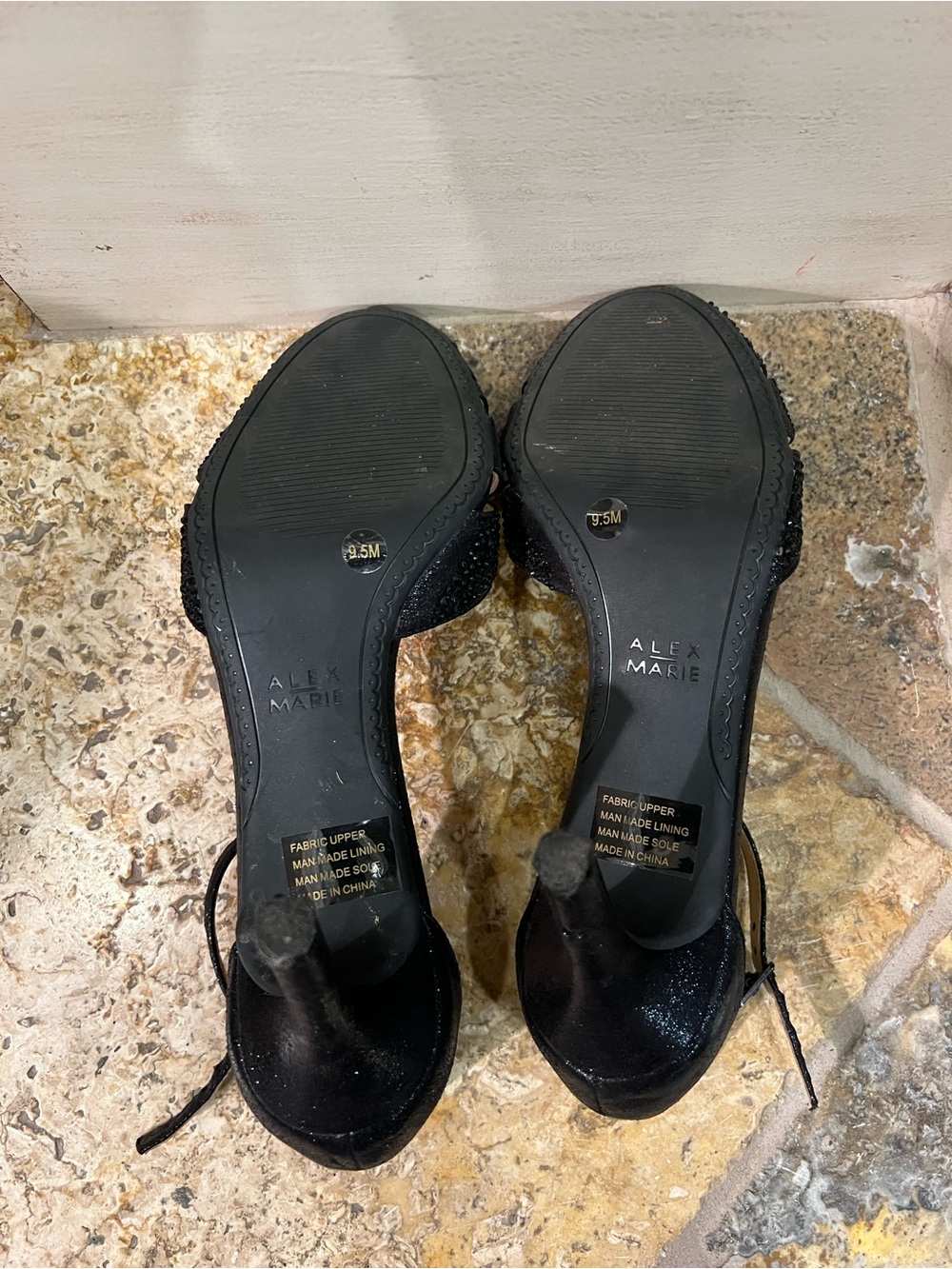 Alex Marie Black Crystal Ankle-Strap Heels - Picture 4 of 6